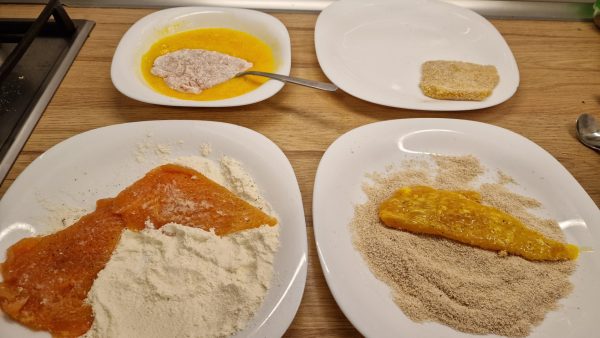 Csirkemell panírozása forrólevegős fritőzhöz