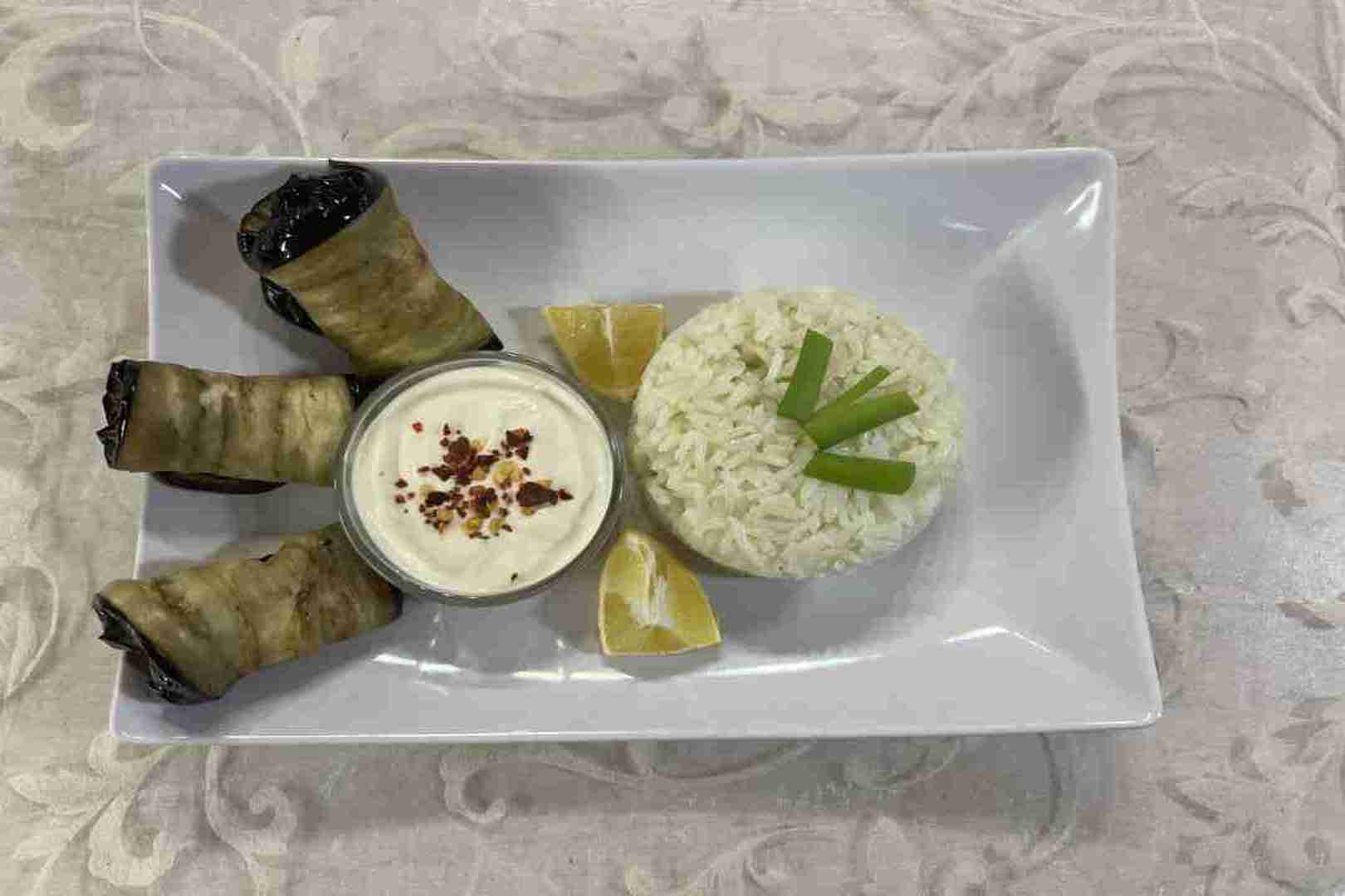 sült padlizsán airfryerben rizzsel és tartármártással